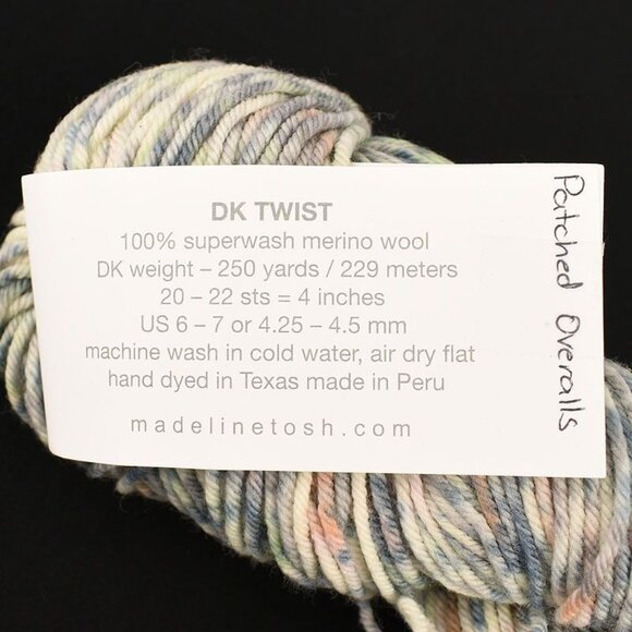 MadelineTosh DK Twist Yarn Superwash Merino Wool Hand Dyed Patched Overalls - Picture 3 of 3